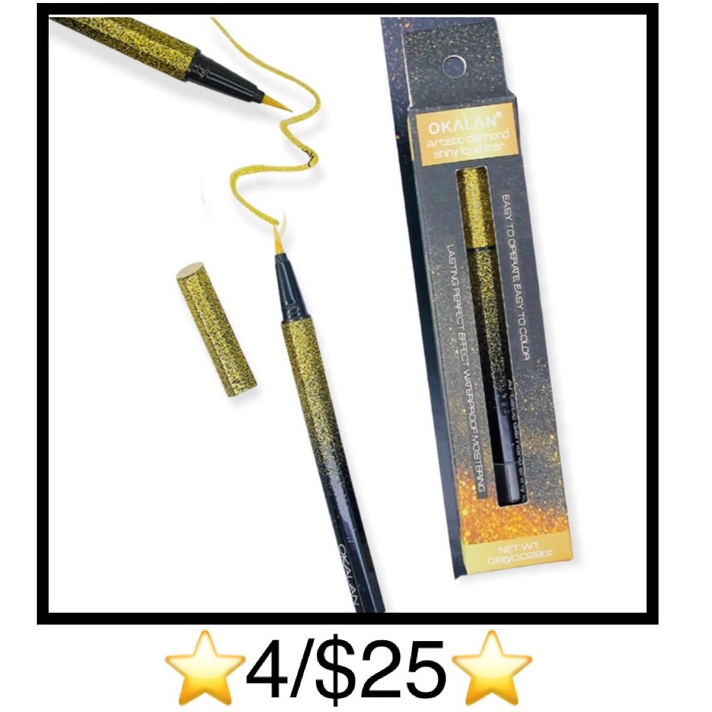 Okalan Artistic Diamond Shiny Liquid Waterproof Glitter Liner in Gold